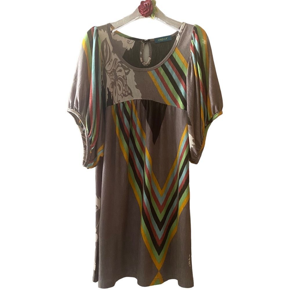 ORION Puff Dolman Sleeves Patchwork Dress